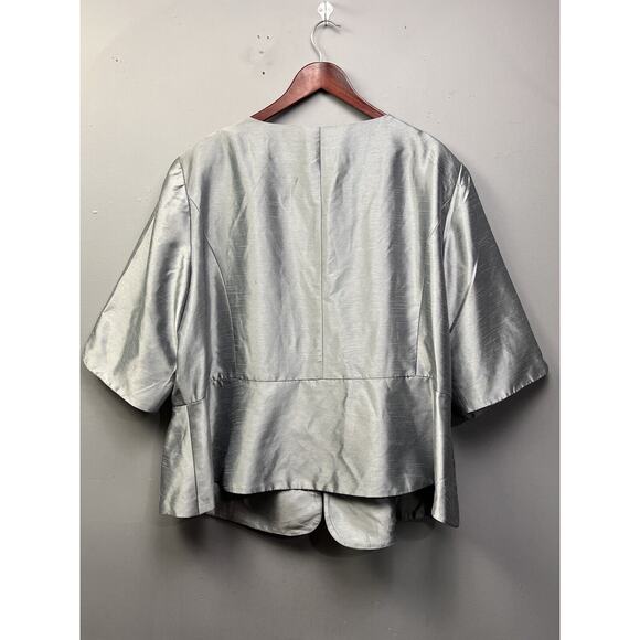 Dana‎ Kay Button Down Womens Plus Size 30W Jacket Metallic Gray Rhinestone NEW - Picture 2 of 8
